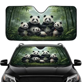Joyful Pandas Bamboo Forest - Car Interior Upgrade Panda Lover Gift Car Sunshade