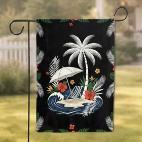 Tropical Beach Umbrella Palm Tree Home Decor Gift for Beach Lover Garden Flag