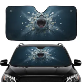 Ferocious Great White Shark Rose Cracked Concrete - Car Interior Upgrade Car Sunshade