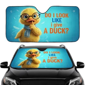 Baby Duck Shhh Gesture Humorous Quote - Car Interior Upgrade Gift for Duck Lover Car Sunshade