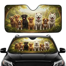 Eight Joyful Dog Pack Outdoor Adventure - Travel Essentials for Dog Lover Car Sunshade