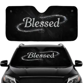 Blessed Crystal Diamonds Script Stardust - Car Interior Upgrade Road Trip Gift Car Sunshade
