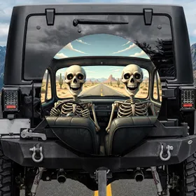 Skeletons Desert Road Trip - Adventure Travel Gift Spare Tire Cover