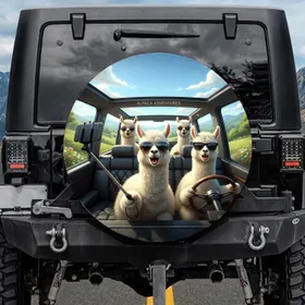 Alpacas Selfie Road Trip - Travel Essentials Gift for Alpaca Lover Spare Tire Cover