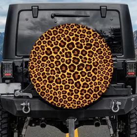 Golden Orange Chocolate Black Leopard Spot Wildlife Lover Gift for SUV & Truck Owners Spare Tire Cover