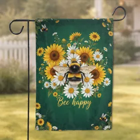 Bumblebee Daisy Sunflower 'Bee Happy' - Nature Lover Home Decor Gift Garden Flag