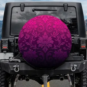 Fuchsia Magenta Deep Purple Damask Floral Blooming Botanical - Luxury Lifestyle Gift Spare Tire Cover