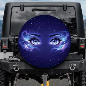 Blue Purple Anime Eyes Cosmic Starry Night - Home Decor Gift for Anime Lover Spare Tire Cover