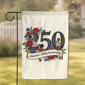 Grand '250' Numeral Patriotic Floral - America's 250th Anniversary Garden Flag