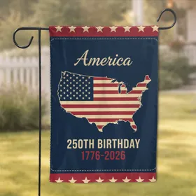 America 250th Birthday Map Flag 1776-2026 - Heritage Independence Day Commemoration Garden Flag