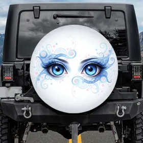 Anime Eyes Stars Fluid Concentric Lines - Fantasy Lover Home Decor Spare Tire Cover