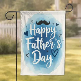 Happy Father's Day Script Mustache Hearts - Father's Day Gift for Dad Garden Flag