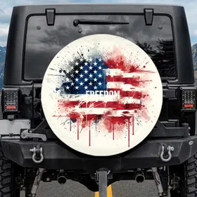 Brushstroke American Flag Splatters - Independence Day Gift for Veterans Spare Tire Cover