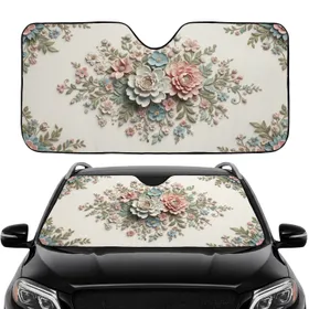 Sculptural Floral Tapestry Blooms - Road Trip Accessory Car Sunshade