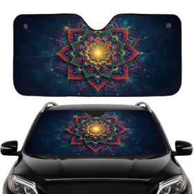 Mandala Flower Cosmic Dots - Travel Car Interior Upgrade Car Sunshade