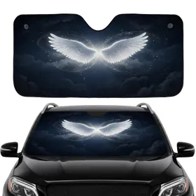 Radiant Angelic Wings Ethereal Starlight Sky - Car Interior Upgrade Commute Accessory Car Sunshade