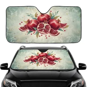 Pomegranates Whole Fruit Half Wedges Botanical Field - Road Trip Travel Essentials Car Sunshade
