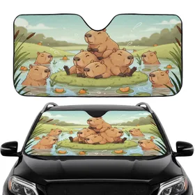 Capybara Oranges Natural Wetland - Car Interior Upgrade Capybara Lover Gift Car Sunshade