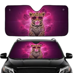 Majestic Leopard Cub Pink Sunglasses Bubblegum - Car Interior Upgrade for Leopard Lovers Car Sunshade