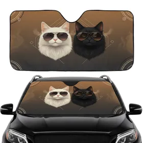 Black White Cats Sunglasses - Car Interior Upgrade for Cat Lovers Car Sunshade