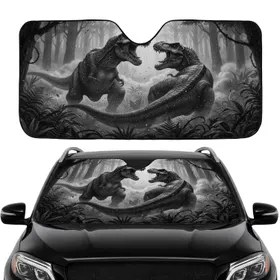 Colossal Roaring Prehistoric T-Rex Dinosaurs Jungle Battle - Car Interior Upgrade Car Sunshade