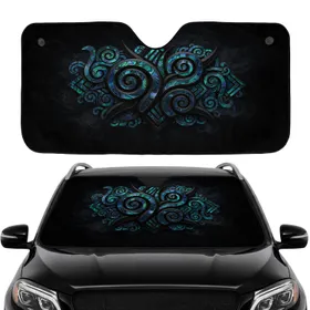 Maori Koru Spirals Abalone Shell Deep Black Sculptural Forms - Car Interior Upgrade Car Sunshade