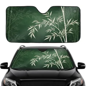 Elegant East Asian Bamboo Branches Lush Green Grove - Travel Essentials Gift Car Sunshade