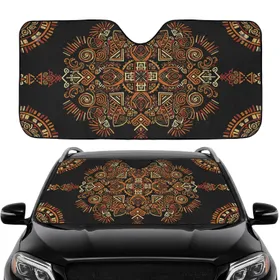Tribal Symbols Sunburst Spirals Zigzags - Car Interior Upgrade Car Sunshade