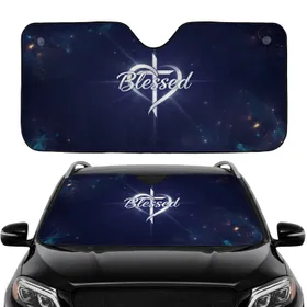 Blessed Heart Cross Nebula - Spiritual Journey Car Interior Upgrade Car Sunshade
