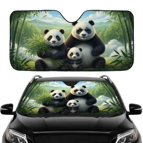 Panda Aviator Bamboo Forest Rolling Hills - Road Trip Gift for Panda Lover Car Sunshade