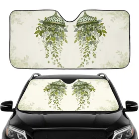 Ornate Fountain Botanical Cascade Green Foliage - Travel Essentials Car Sunshade