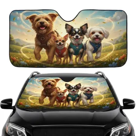 Heroic Dogs Camaraderie Adventure Rolling Hills - Road Trip Travel Essentials Car Sunshade