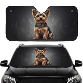 Yorkshire Terrier Botanical Scene - Road Trip Gift for Dog Lovers Car Sunshade