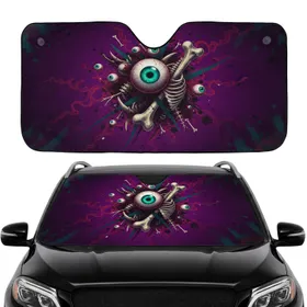 Macabre Eyeball Skeleton Bones Blood Splatter Car Interior Upgrade Car Sunshade