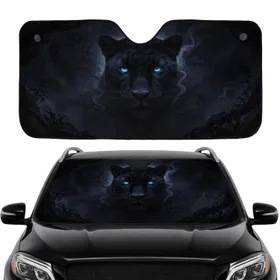 Black Panther Electric Blue Eyes - Car Interior Upgrade Wildlife Lover Gift Car Sunshade