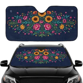 Full Bloom Wildflower Foliage Berry Botanical Garden Road Trip Essential Car Sunshade