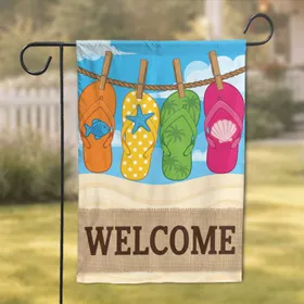 Colorful Flip-flops Rope Welcome Beach Banner - Summer Beach House Decor Garden Flag