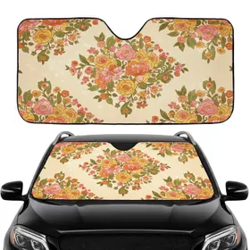Vintage Floral Tapestry Prominent Blooms Foliage Car Interior Upgrade Car Sunshade