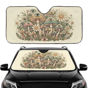 Psychedelic Mushrooms Mystical All-Seeing Eye Groovy Daisies - Car Interior Upgrade Car Sunshade