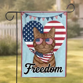 Patriotic Cat Sunglasses American Flag Heart - America 250th Anniversary Independence Day Gift Garden Flag