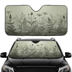 Realistic Botanical Meadow Wildflowers Queen Anne's Lace Thistle Car Interior Upgrade Car Sunshade
