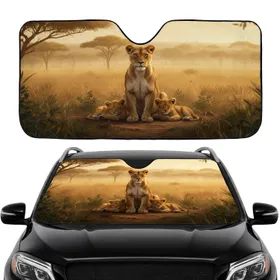 Lioness Cubs African Savanna - Car Interior Upgrade Lion Lover Gift Car Sunshade