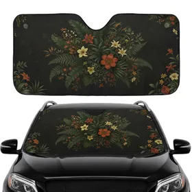 Shadowy Forest Undergrowth Botanical Flowers - Car Interior Upgrade Car Sunshade
