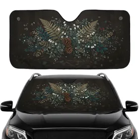 Fern Fronds Pine Cones Botanical Forest Flora - Car Interior Upgrade Road Trip Gift Car Sunshade