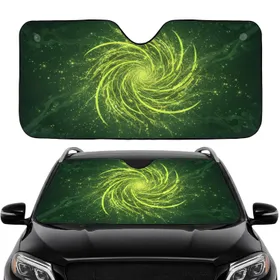Neon Yellow Green Energy Ribbons Luminous Swirls - Car Interior Upgrade Travel Essential Car Sunshade