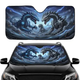 Blue Silver Dragon Trio Car Interior Upgrade Dragon Lover Gift Car Sunshade