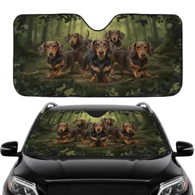 Dachshund Dogs Woodland Camouflage - Car Interior Upgrade for Dog Lovers Car Sunshade