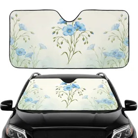 Vibrant Blue Flax Flowers with Green Stems Car Interior Upgrade Car Sunshade