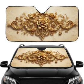 Polished Floral Scrollwork Baroque Foliage - Car Interior Upgrade Car Sunshade