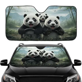 Three Realistic Baby Pandas Surprised Drive - Commute Accessory for Panda Lovers Car Sunshade